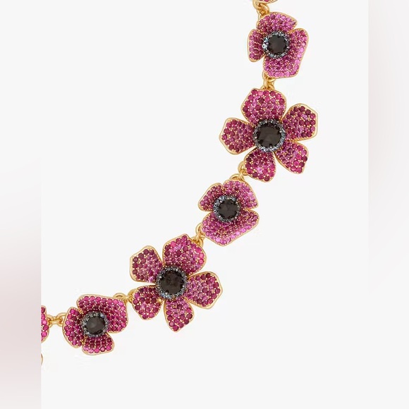 Kate Spade Poppy Power Goldtone, Cubic Zirconia & Glass statement Necklace. - Picture 4 of 5